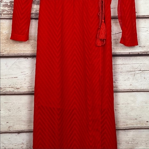 H&M Katy Perry holiday Red Chiffon Maxi Dress - Picture 13 of 16